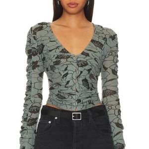 Free People Through The Meadows Top, Steel Blue Combo